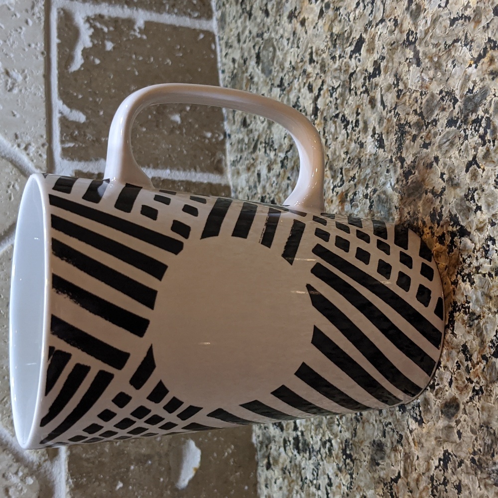 Starbucks Geometric Mug Cup Dot Tall Black White Striped Lines Math Teacher - Picture 2 of 6